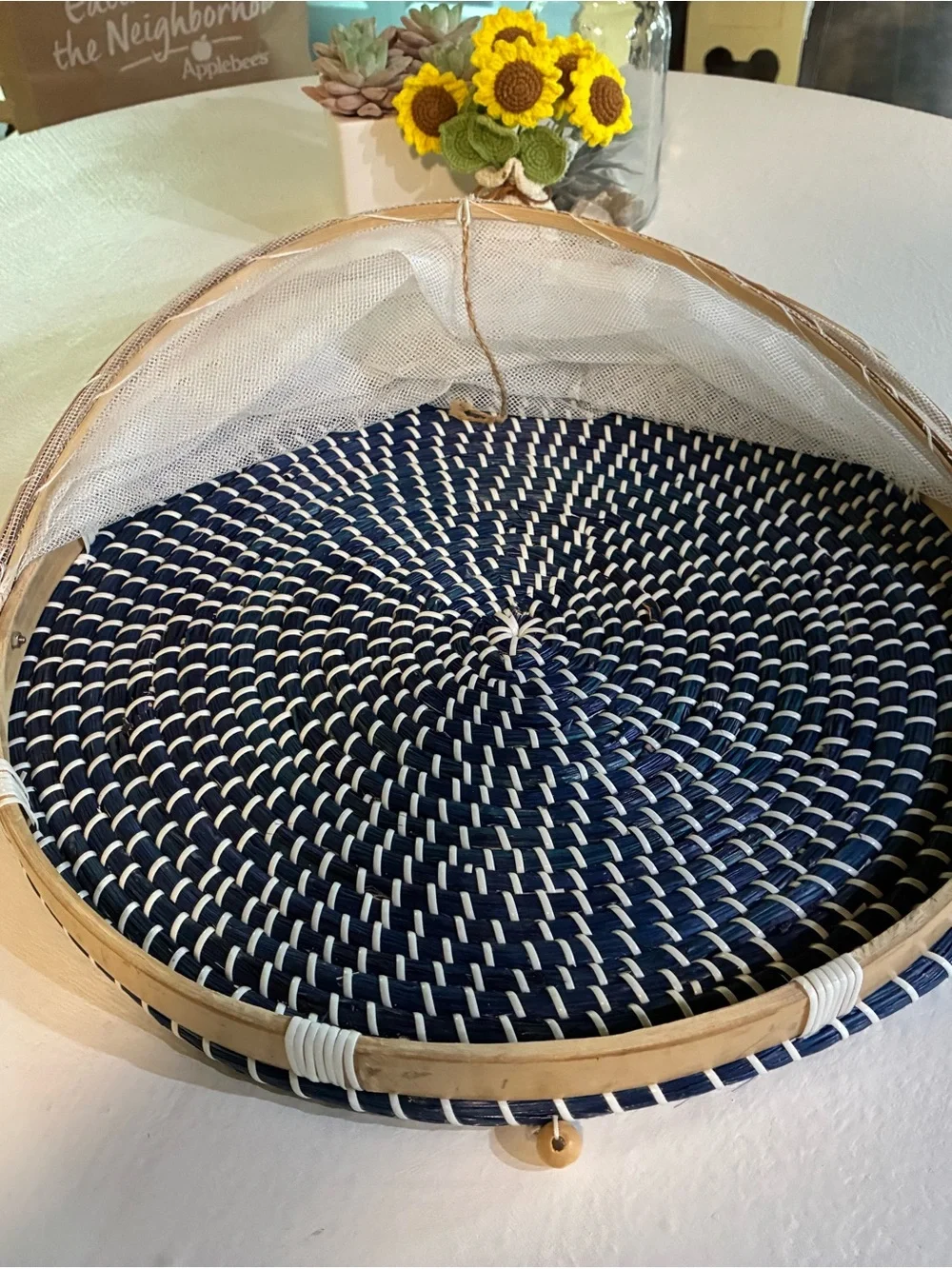 SET OF 2 HANDWOVEN INDOOR-OUTDOOR Wicker Baskets, Domed a/o Handled Serving Set